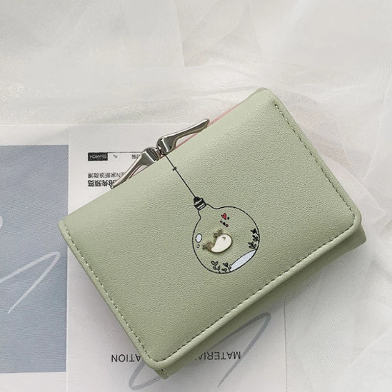 

Multi Card Position Money Pockets Women Small Wallets Short Card Holder Simple Cute Printed Coin Purses for Girls monedero mujer
