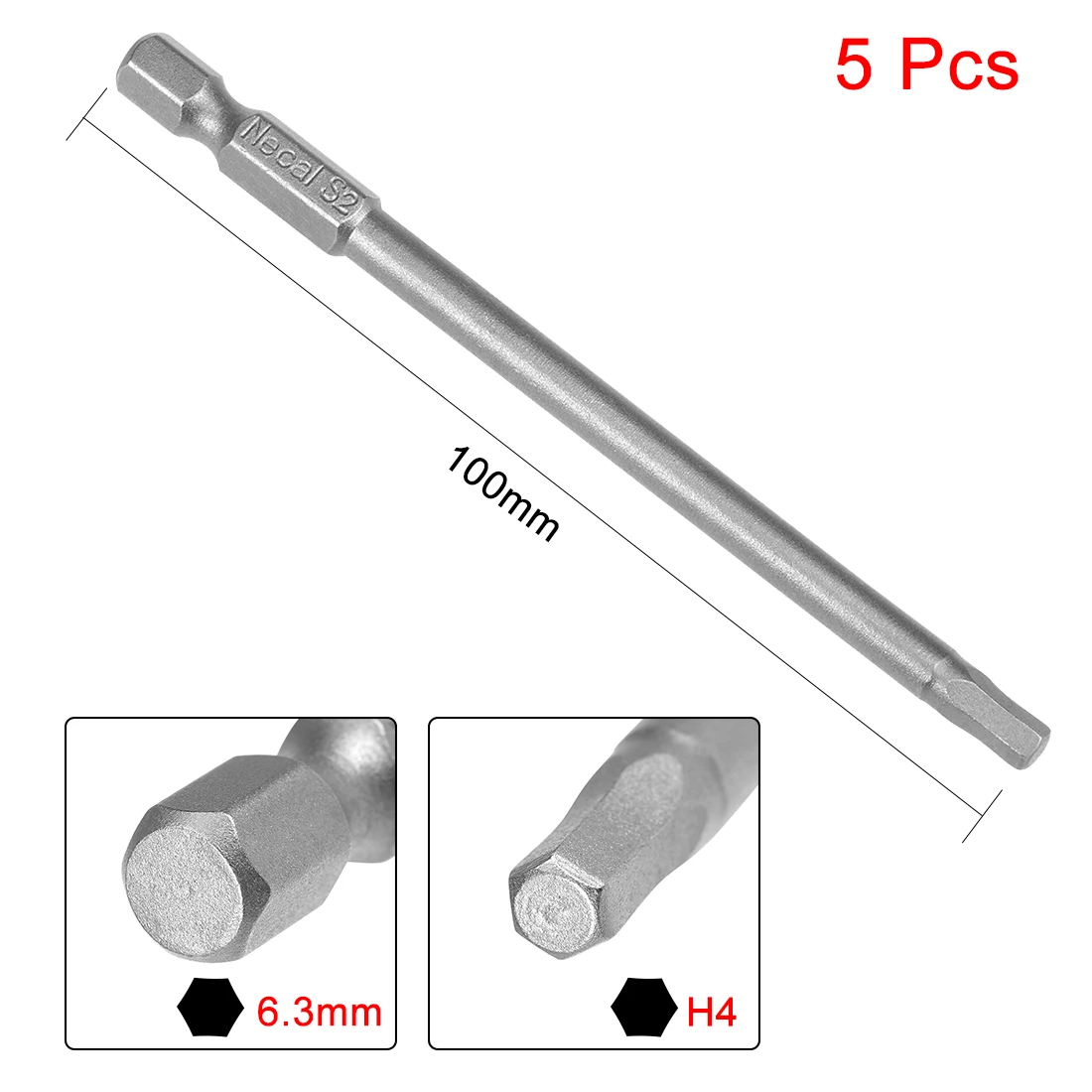 uxcell 5pcs 100mm Long 1/4&quot Hex Shank H4 Screwdriver Bits S2 High Alloy Steel | Инструменты