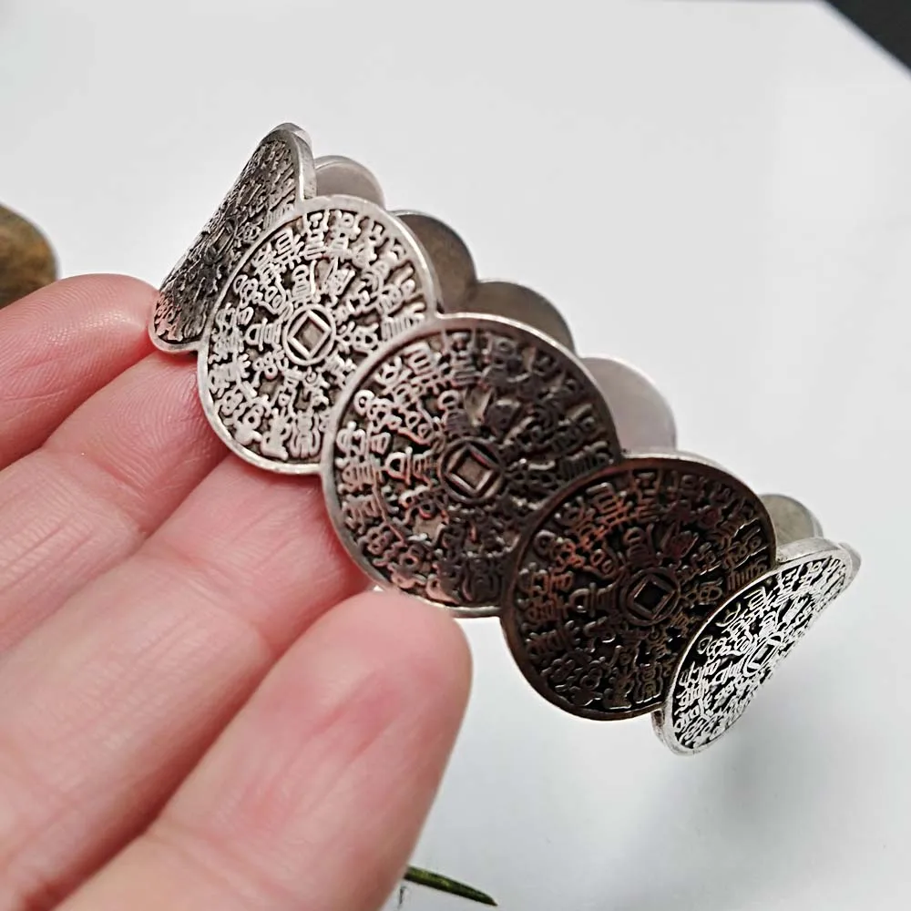 Трендовый резной широкий браслет винтажный Модный с изменяемым размером