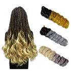 YxCheris синтетические двухцветные вязаные волосы Омбре плетеные волосы большая волна кудрявые смешанные косички вязаные волосы для наращивания 22 дюйма