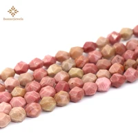 stone diamonds natural faceted red rhodonite round loose spacer star cut polygon beads 15inch 6 8 10mm for jewelry making