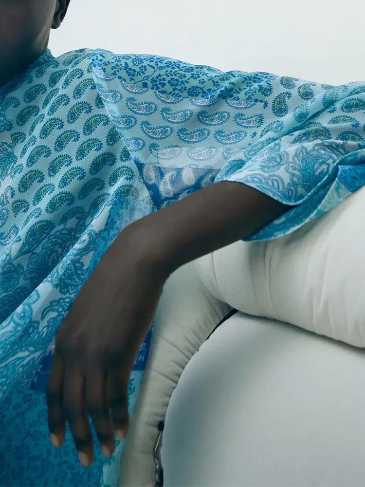 

Женская рубашка с принтом ZA, яркая разноцветная рубашка с отложным воротником в стиле ретро, осень