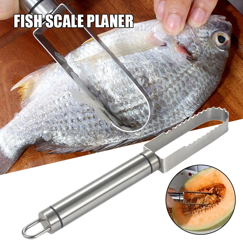 

Fish Scaler Brush Stainless Steel Fish Scaler Double Row Fish Scales Remover Scraper with Hanging Hole Kitchen Supply MAZI888