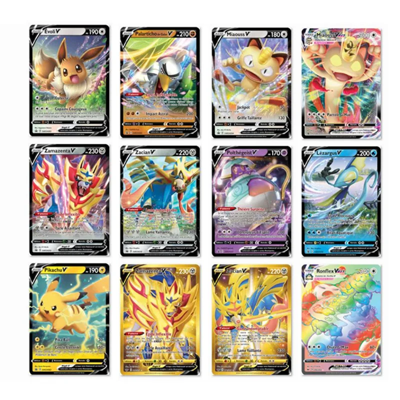 50 300 шт французская версия Pokemon Card с 100 тегов команда 200 G x 150 V Max VMAX|Коллекционные