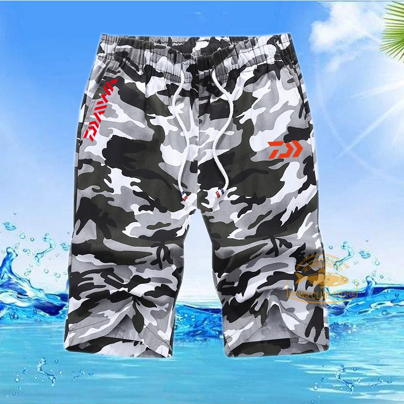 

Daiwa Men's Summer Fishing Shorts Outdoor Hiking Sports Breathable Thin Cotton Five-point Pants Camouflage Beach Shorts