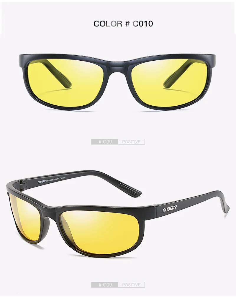 

New DUBERY Mirror Polarized Sunglasses Men Ultralight Glasses Frame Square Sport Night vision Sun Glasses Male Travel UV Goggles
