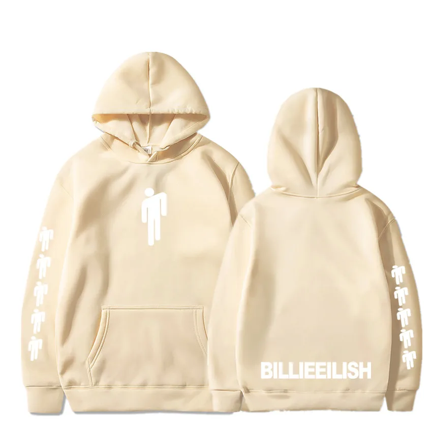 Новая горячая Billie Eilish Толстовка Мужская Черная хлопковая толстовка пара Billie Eilish Толстовка простая сохраняющая тепло Женская/Мужская толстовка одежда - Цвет: khak15