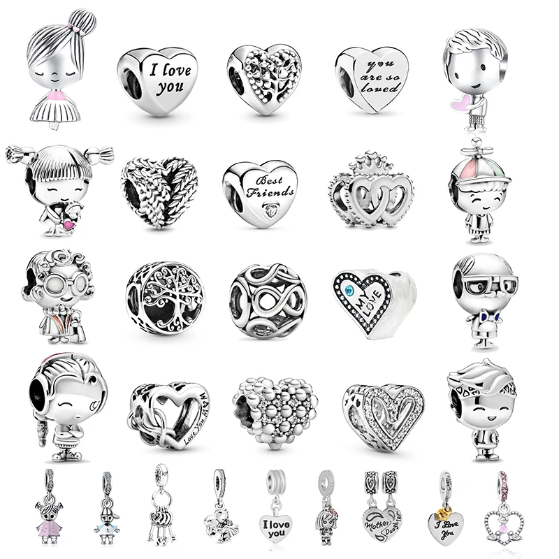 

2Pcs/Lot Silver Color Boy & Girl Charm Beads Pendant Fit DIY Romantic Bracelets Necklaces For Women Girlfriend Jewelry Making