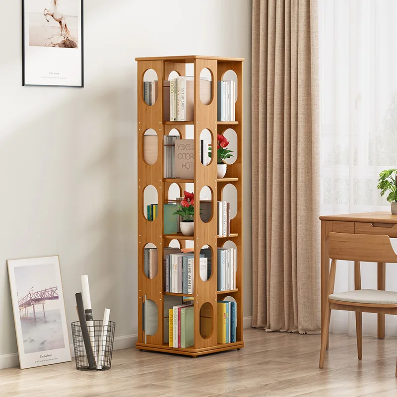 

Креативная вращающаяся книжная полка на 360 градусов, простая детская полка, Студенческая напольная книжная полка для гостиной, экономия мес...