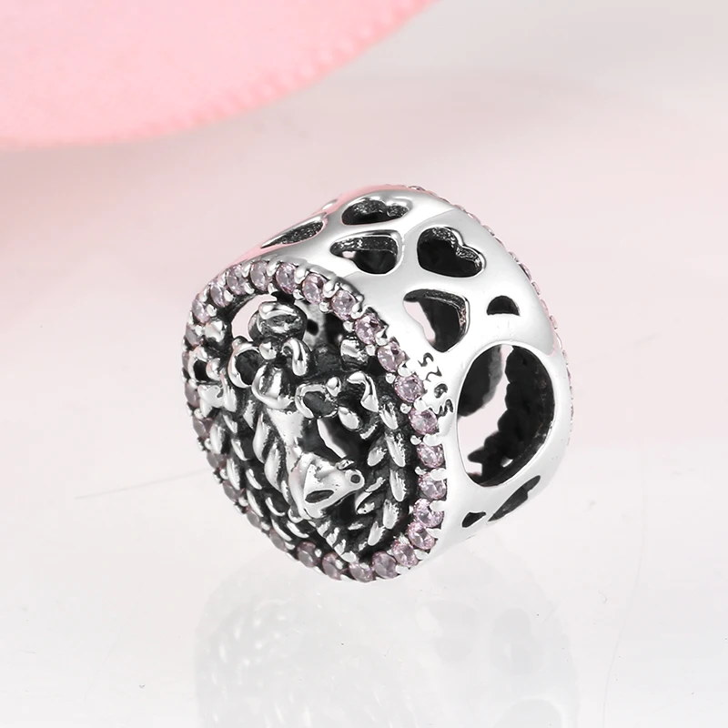 Светильник в виде единорога из стерлингового серебра 925 пробы с розовыми