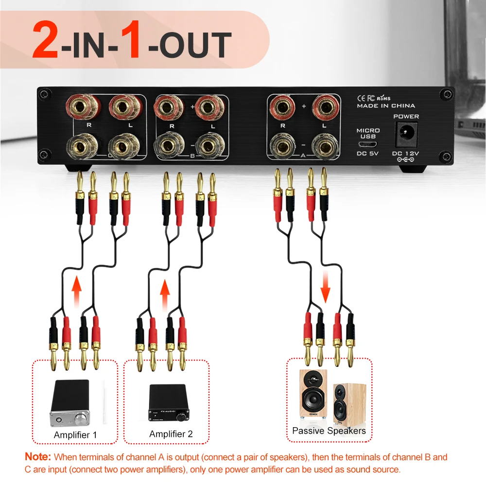PW-6 усилитель FX-Audio Hi-Fi Цифровой аудиоусилитель переключатель селектор кроссовер