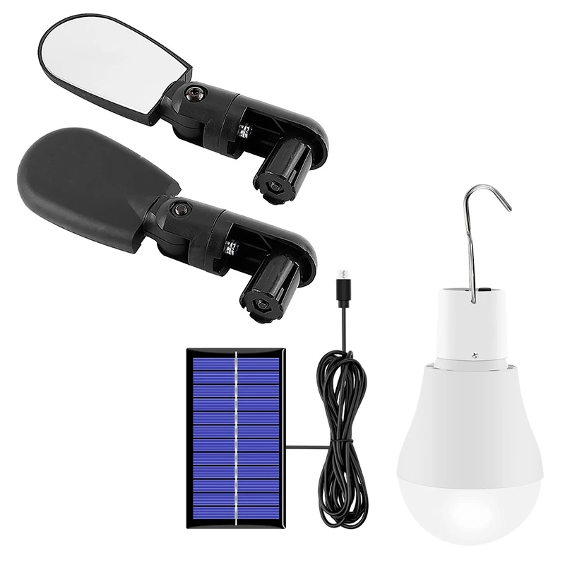 

1 Pcs Solar Led Light Outdoor Waterproof Solar Bulb Hanging Lamp & 1 Pcs 360 Rotatable Safe Rearview Mirror