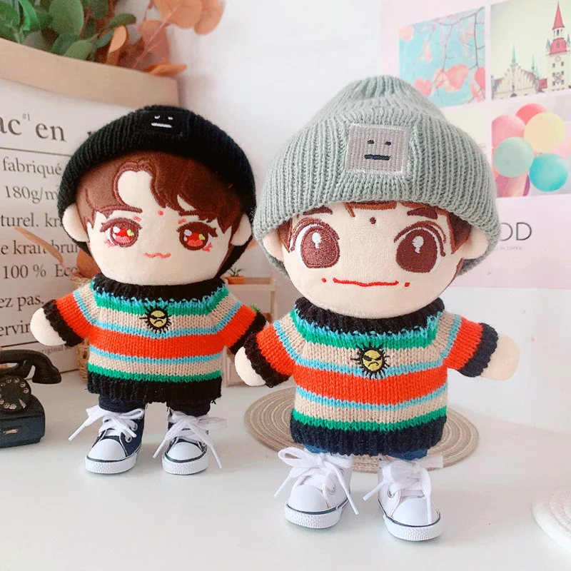 

20cm Muppet Star Doll Dress Up Clothes Jackson Yi Doll Striped Sweater Set Christmas Gifts