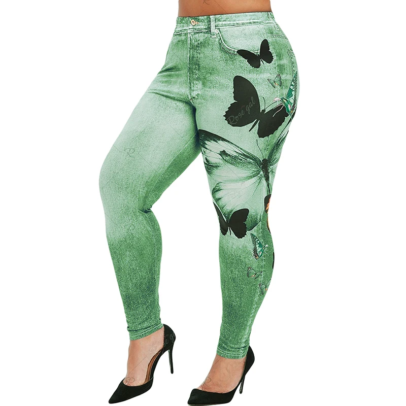 

3D Butterfly Print High Waist Leggings Women Pant PLUS SIZE Long Pencil Pants Skinny Jeans Trousers Women Denim Legging Legins