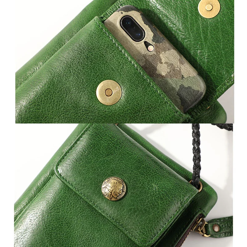 AETOO Small fresh literary sen family small bag cute hundred leather mobile phone zero wallet diagonal cross | Багаж и сумки