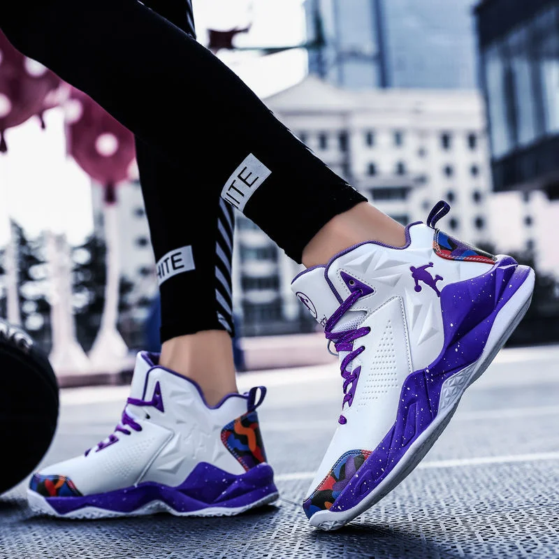 

2022 Fashion Men Basketball Shoes Air Cushion Basketball Sneakers Anti-skid High-top Couple Shoes Breathable Basketball Boots