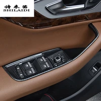 car interior decoration carbon fiber car window switch control panel auto stickers styling for audi q7 4m 2016 2021 accessories