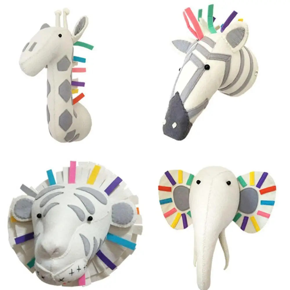 Войлочная красочная голова животных украшение стены слон мягкая игрушка кукла