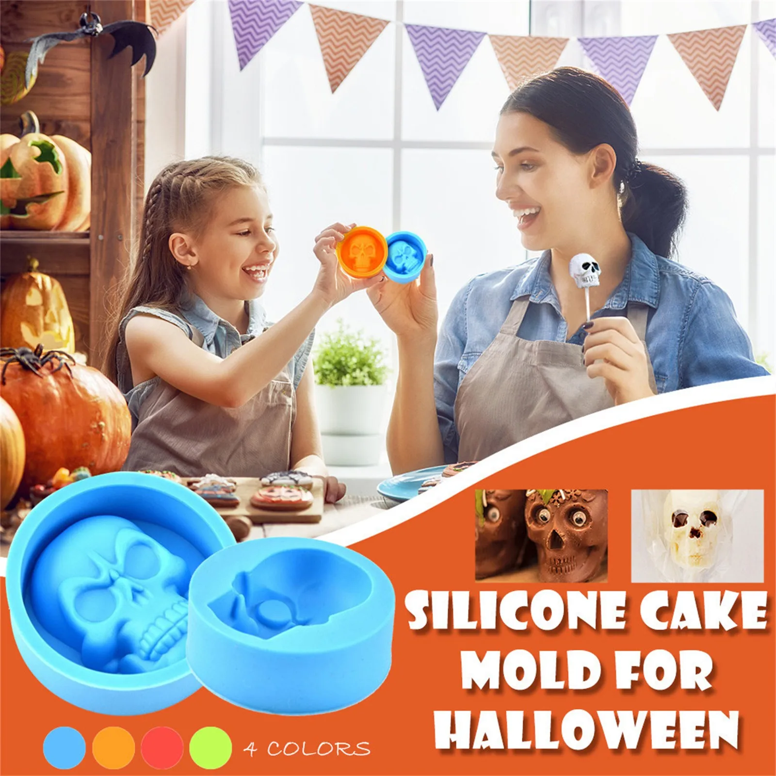 

Силиконовые формы в виде черепа на Хэллоуин для выпечки, искусственные новые формы для украшения тортов, силиконовые 3d формы для торта в вид...