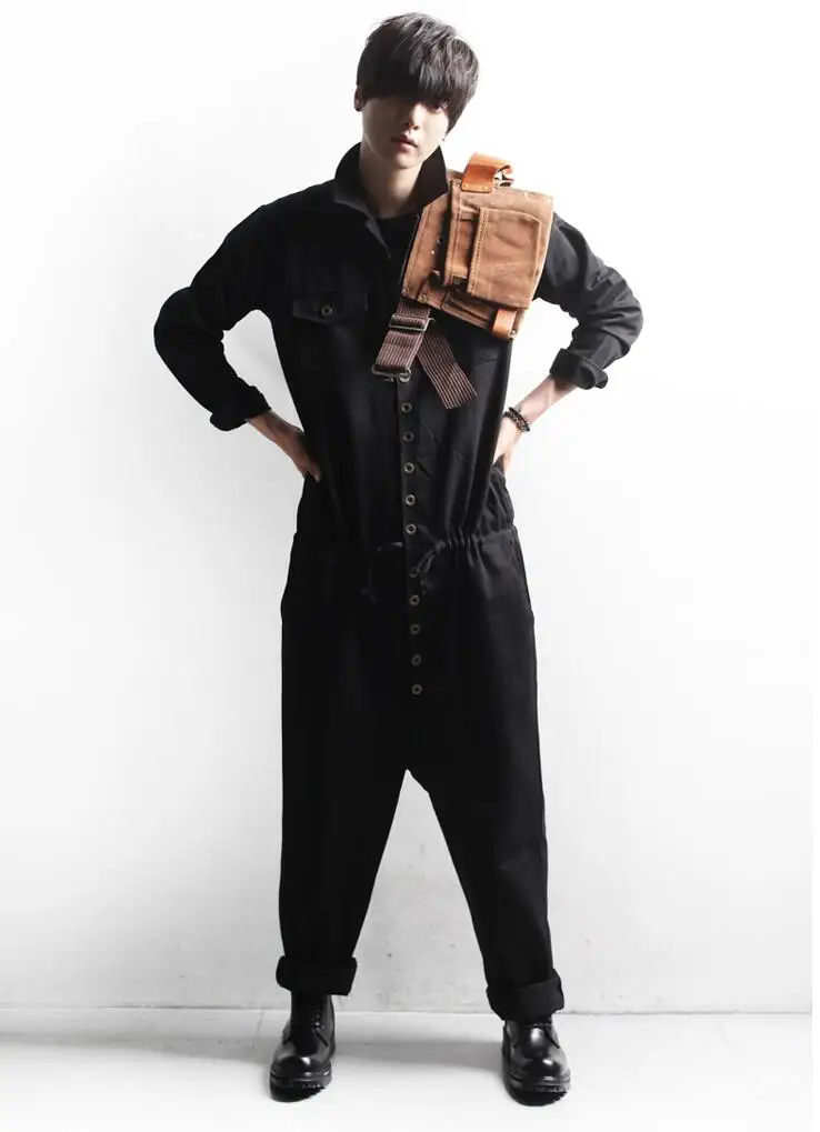 Мужские модные новые комбинезоны Подиумные модели свободные цельные брюки на