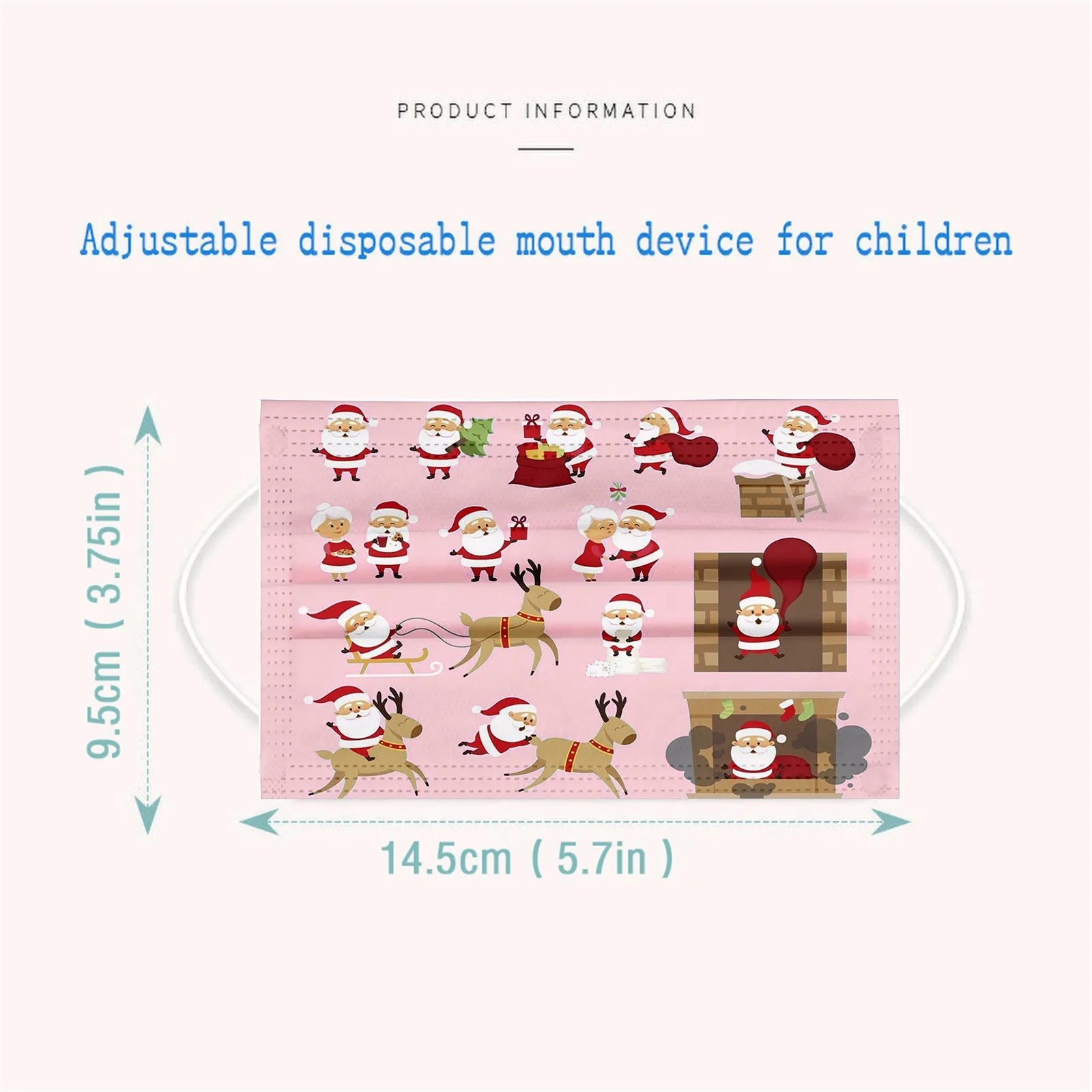 

50pcs Christmas Children's Mask Disposable Non-wove 3 Layer Filter Mouth Mask Outdoor Face Mask Breathable Earloops Masks