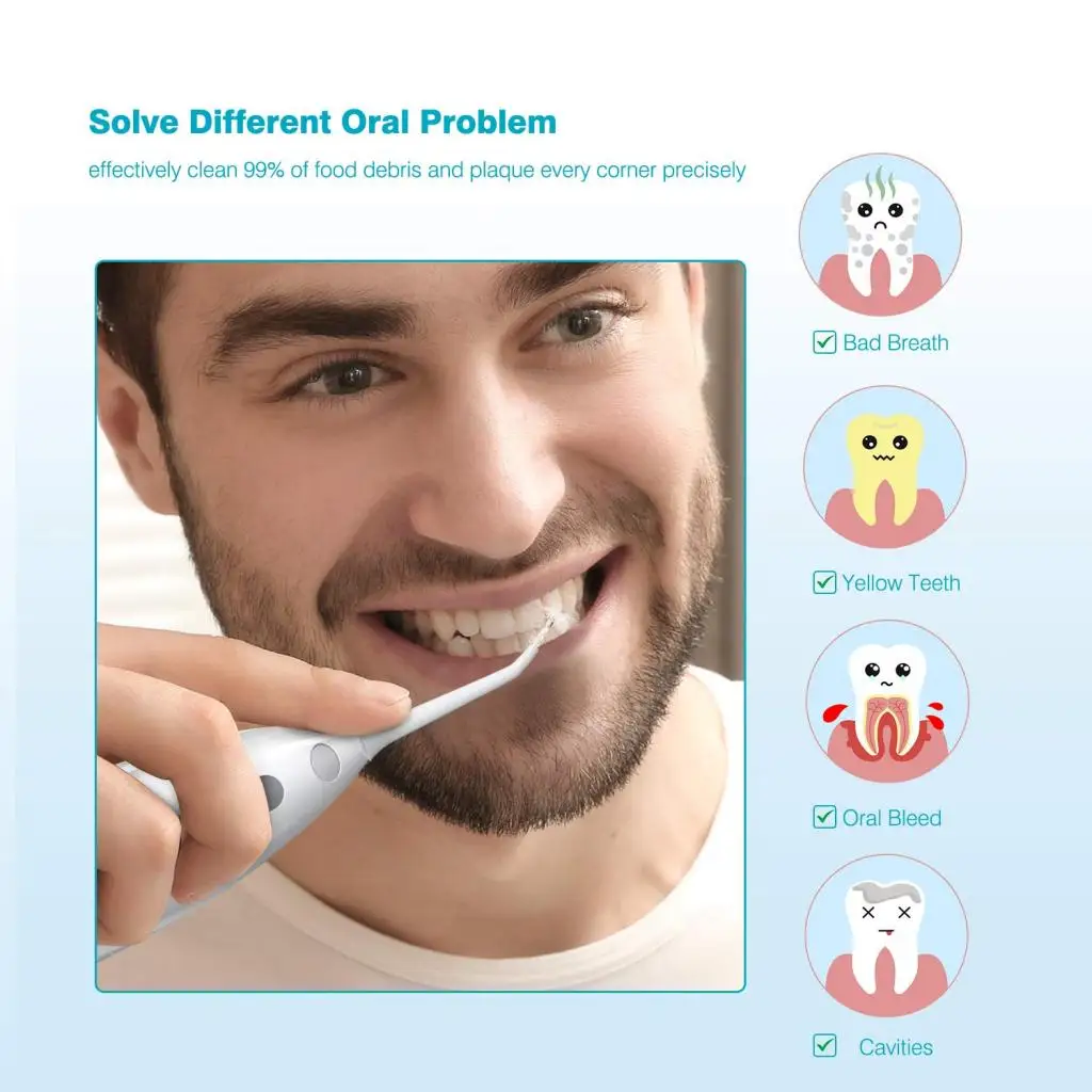 

Portable Electric Oral Irrigator Teeth Cleaner Cordless USB Rechargeable Waterproof Flossing Water Flosser Stain Eraser 300ML