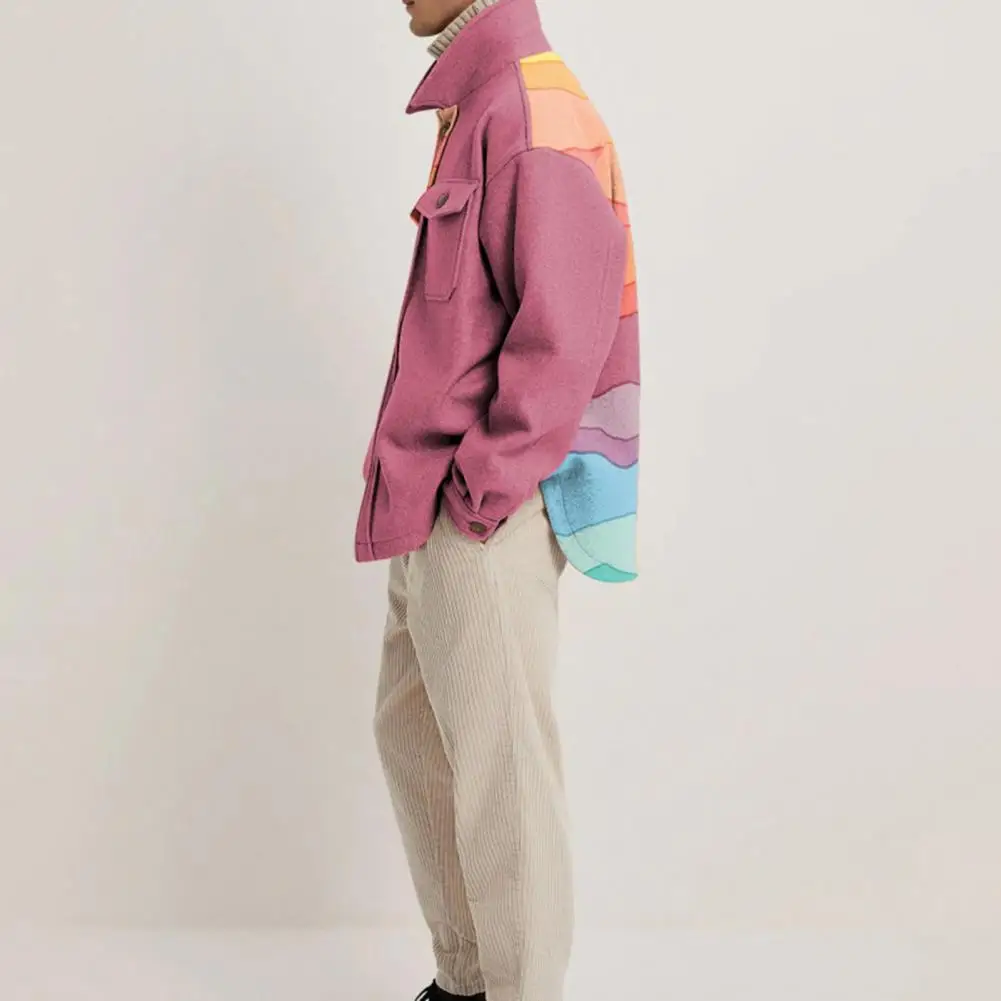 Однобортная универсальная длинная свободная куртка с отложным воротником и