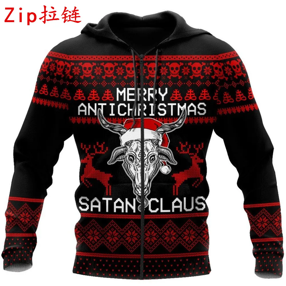 

Satanic Claus 3D All Over Printed Hoodie Merry Christmas Unisex Sweatshirt Autumn Winter Casual Zip Hoodies HD0032