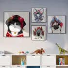 Постер в скандинавском стиле с милыми животными, кошками, собаками, картина для косплея, модульные настенные художественные принты, Картина на холсте для детской, гостиной, Современный домашний декор