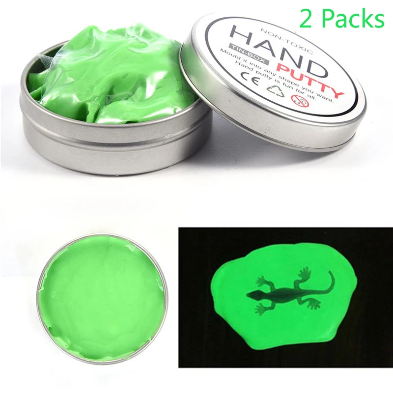 2 упаковки Флуоресцентный светильник световой DIY светятся в темноте Playdough