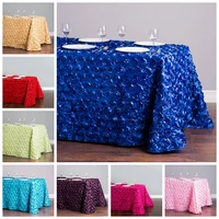 new design rectangle satin rosette table cloth wedding tablecloth colors event party decoration