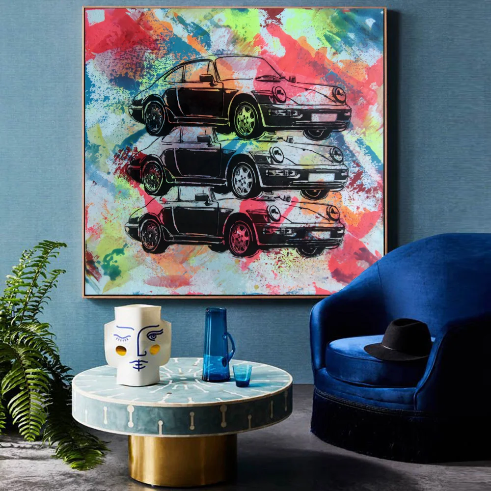 Акварель граффити роскошный спортивный автомобиль абстрактные картины Wall Art