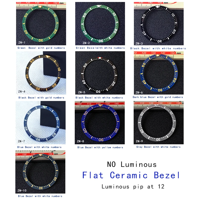 Плоская керамическая рамка 38*31 5 мм светящийся pip at 12 для Seiko SKX007 SKX009 Запчасти