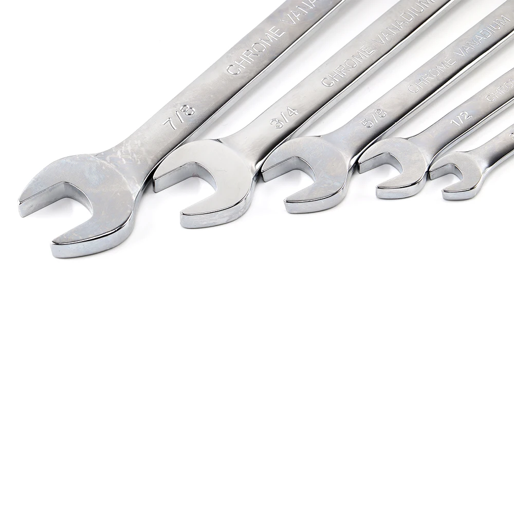 

3/8 1/2 5/8 3/4 7/8 Inch Ratchet Wrench Set of Keys High Torque Spanner Tool 72-Tooth Imperial Size Mirror Surface Polished