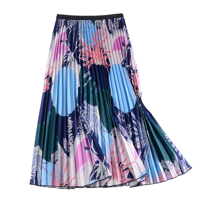 

new fund of 523 autumn winters is joker pleated of tall waist show thin a word printed posed in long skirts women