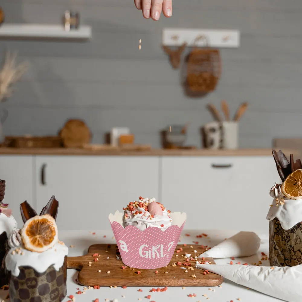 

24pcs Baby Shower Party Gender Reveal Party Toppers and 24pcs Cupcake Wrappers