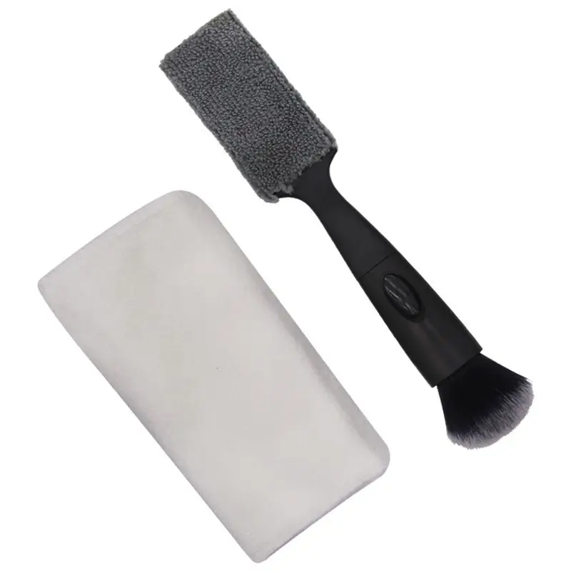 

Air Outlet Cleaning Detail Brush Soft Hair with Microfiber Towel Auto Dual-head Air Conditioning Interior Cleaning Tool Kit