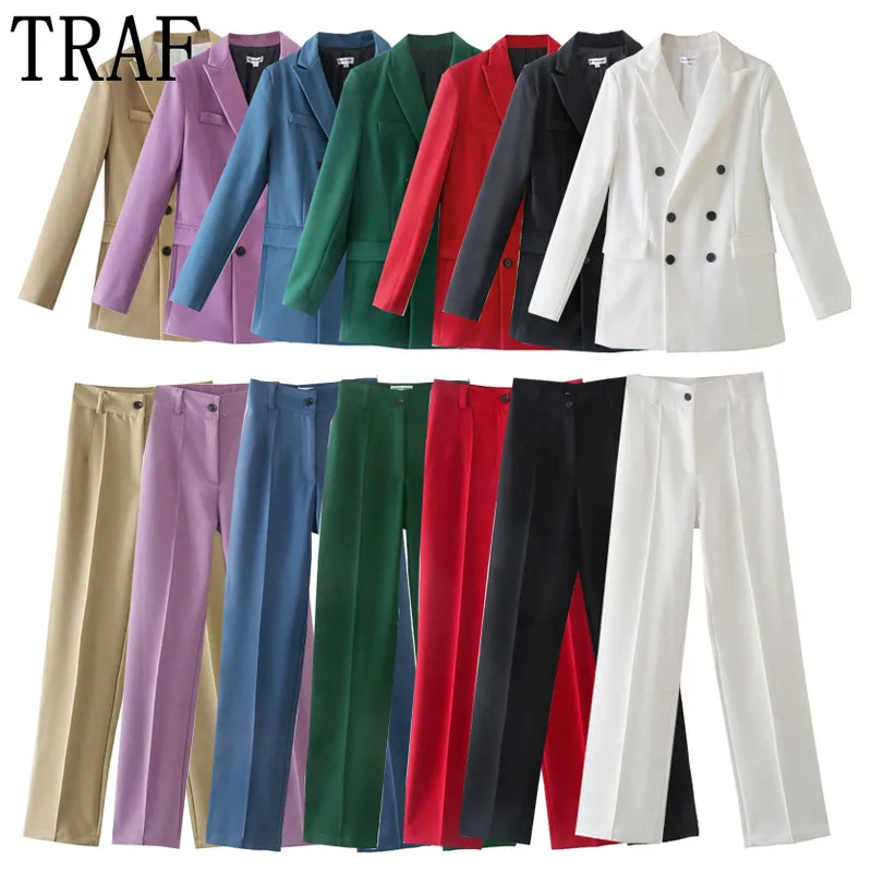 

TRAF Zar Blazer Women Multicolor Casual Blazer Set Spring 2022 Fashion Elegant Woman Jacket Chic Vintage Long Sleeve Blazers