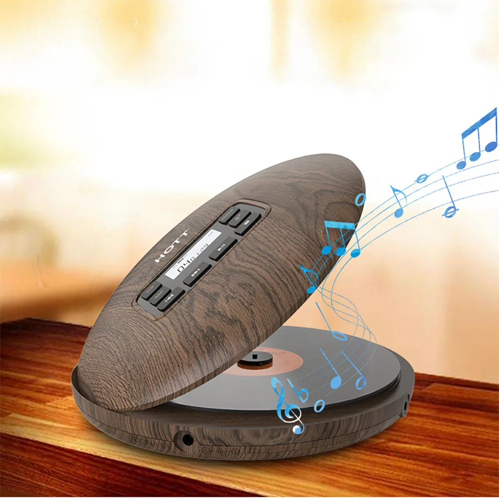 HOTT CD611 портативный CD-плеер ЖК-дисплей Hi-Fi высокое качество звука стерео лоток орех