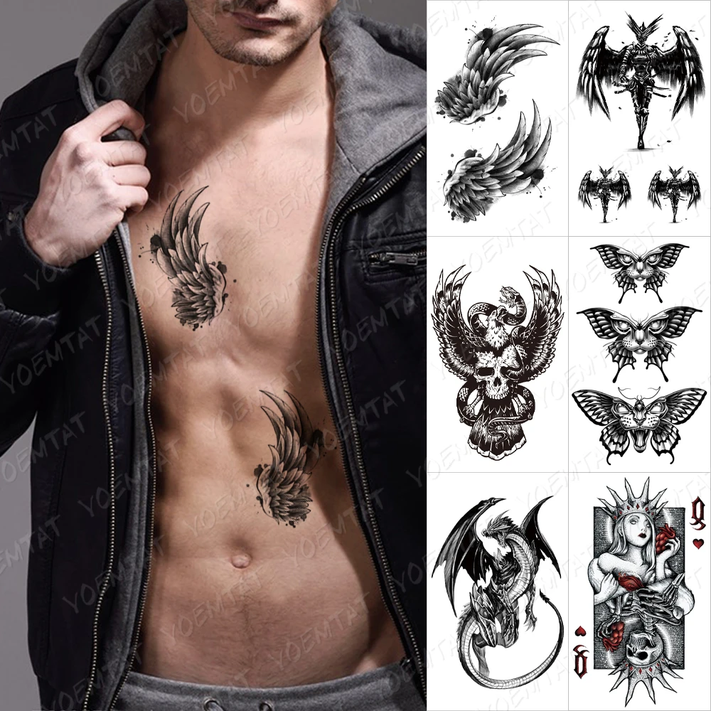 

Waterproof Temporary Tattoo Sticker For Adult Wolf Dragon Lion Flash Tattoos Unicorn Lotus Body Art Arm Fake Tatoo Women Men