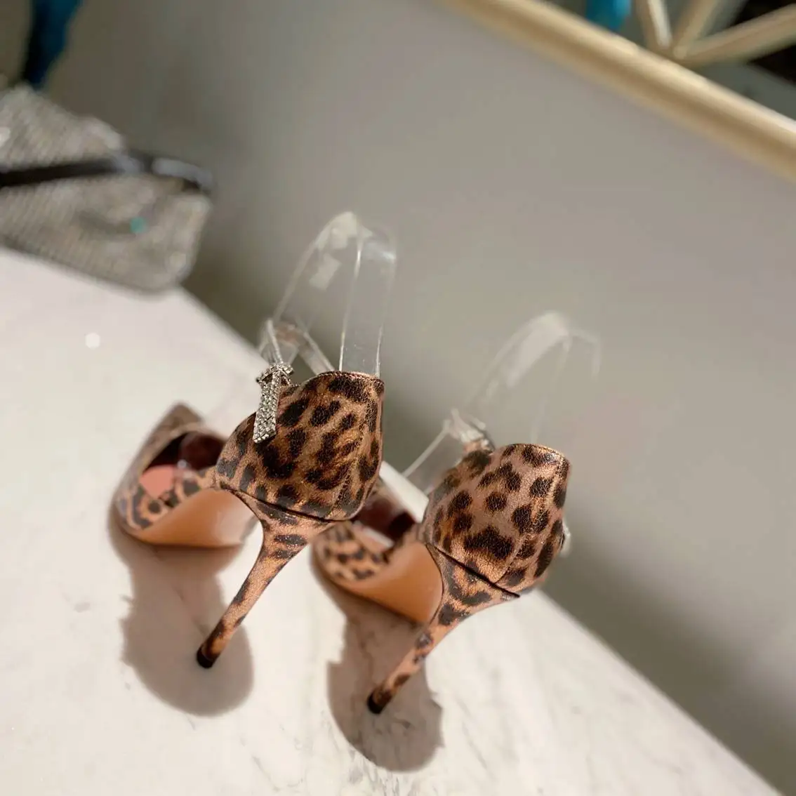 

2021 Genuine Leather Women Slippers Shoes Luxury Brand Fashion Leather High Heel 10cm