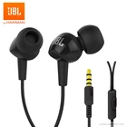 Проводные стереонаушники JBL C100Si 3,5 мм, Hi-Fi спортивные наушники с глубокими басами, гарнитура для бега, наушники с функцией громкой связи и микрофоном