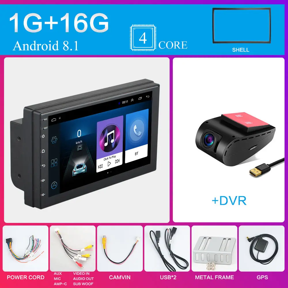 9217Bv2 DVR 2 Din Android 8,1 автомобильный Радио мультимедийный плеер универсальный gps навигация Bluetooth WiFi 2din Авторадио Стерео аудио камера dvr карта - Цвет: 9217Bv2 DVR