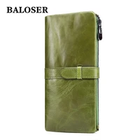baloser womens genuine leather wallets fashion women purse long drawsting lady wallet wristlets wallets high quality