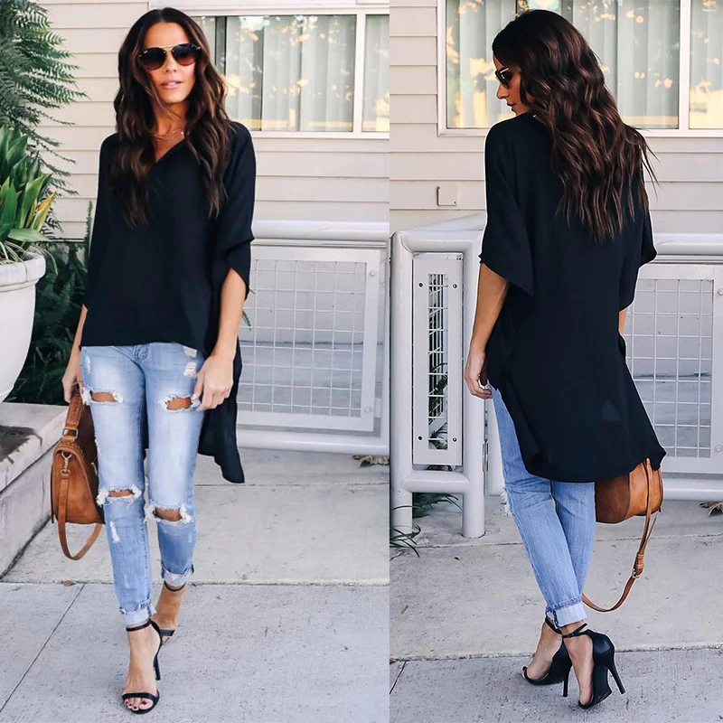 Женский топ-кимоно с V-образным вырезом свободного покроя | Женская одежда