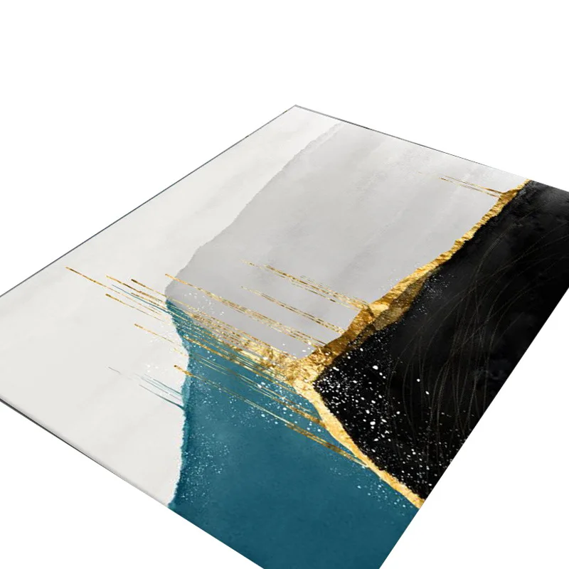 

Nordic Abstract Pattern Living Room Sofa Next To Decorative Carpet Custom Modern Minimalist Style Coffee Table Mat