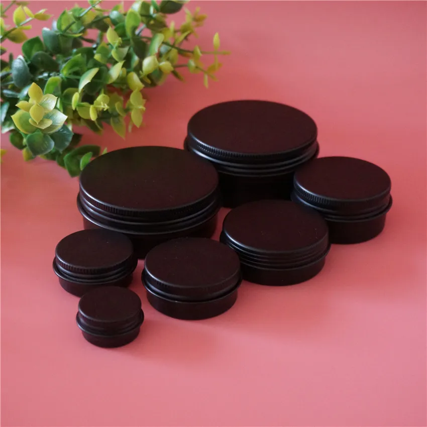 

Gold/Black Small Aluminum Box Metal Tin Cans Empty Round Rose Gold 60/80g MIni Cosmetic Cream Refillable Jar Tea Aluminum Pot