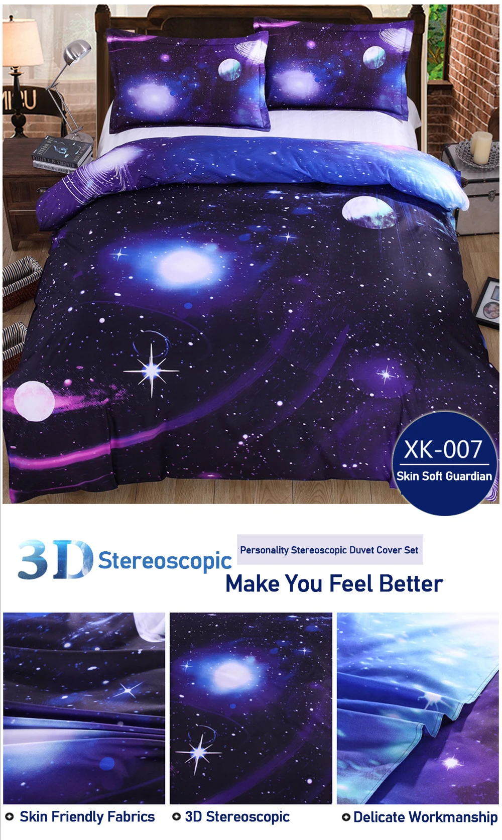 3D Galaxy пододеяльник модные комплекты постельного белья Вселенная космическое пространство тематическое постельное белье плоский лист 2шт/3 шт/4 шт один двойной размер