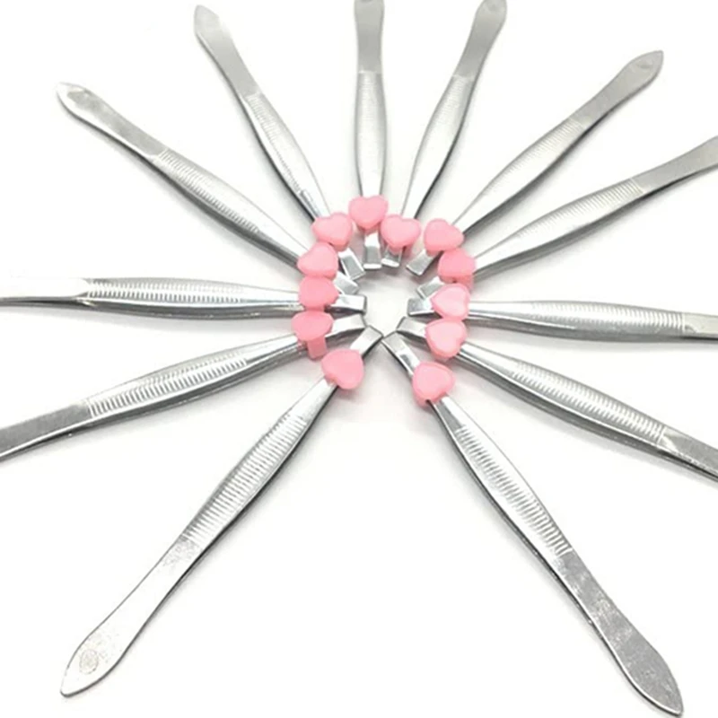 

12Pcs/Pack Stainless Steel Slanted Eyebrow Tweezers Metal Eyebrow Tweezers Trimmers
