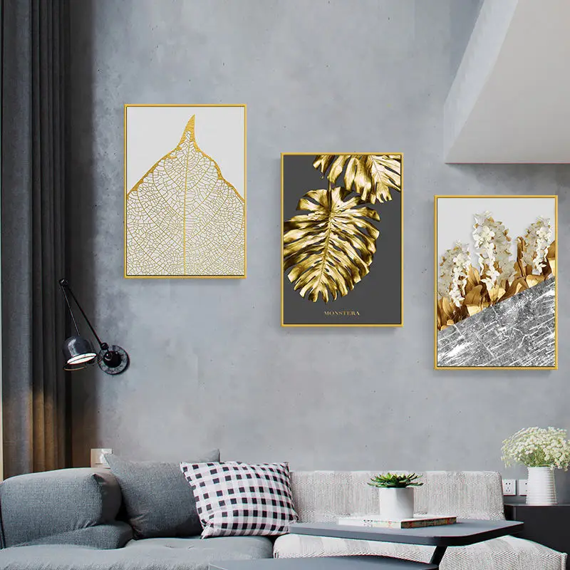 

Home Decor Poster Tropical Wall Art Canvas Painting Gold Leaves Paintings Living Room Decoration Sofa Background Wall Room Decor